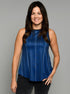The Tie Back Tank - Blue Shibori / Blue Pinstripe